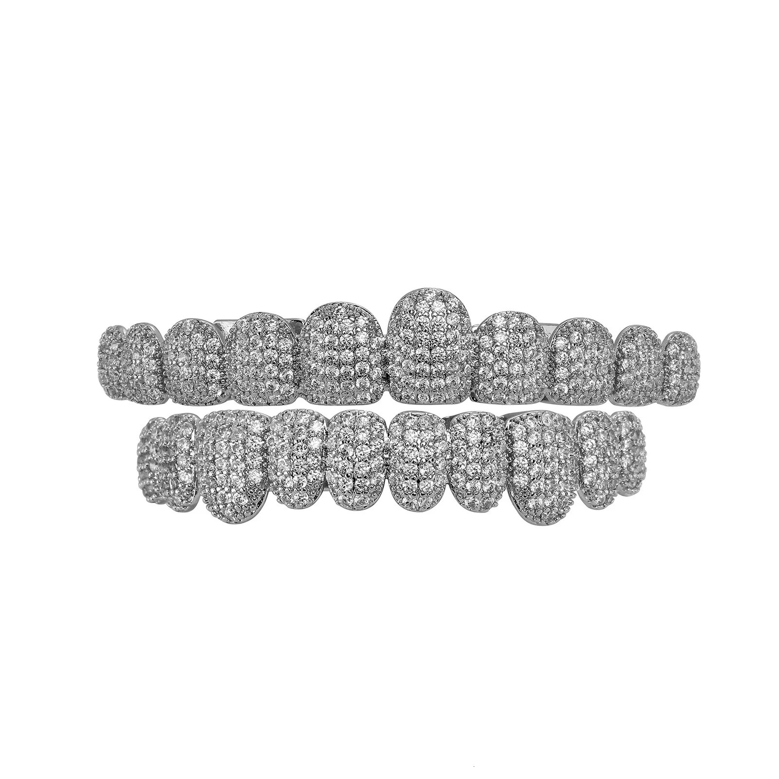 Hip Hop 10/10 Iced Out CZ Stone Teeth Punk Rapper 14K Gold Plated Zircon Tooth Caps For Women Men Jewelry Gift 250606