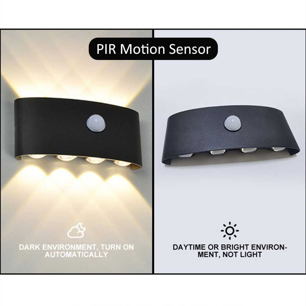 AC85-265V LED Wall Lamp Motion Sensor IP65 Waterproof Outdoor Lighting Wall Light Indoor Living Room Stairs Fixture Wall Lamps XJ250624