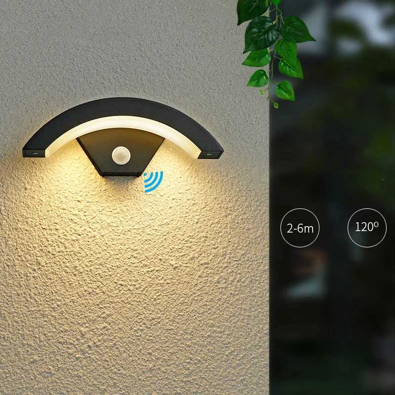 18W 24W 30W Modern Waterproof Outdoor Wall Lamp PIR Motion Sensor Wall Light Garden Porch Front Door Black Aluminum Lamp Body XJ250624