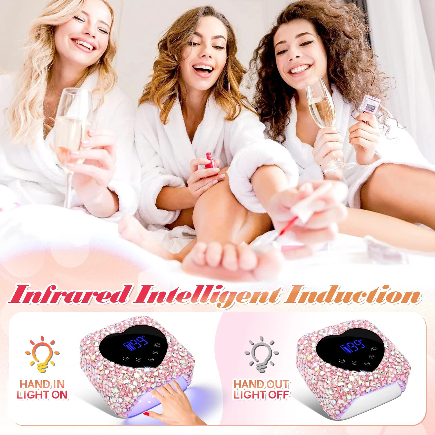 Rechargeable 72W UV LED Nail Lamp For Nails 30LEDS Wireless Gel Polish Curing Lamp With Large Screen Professional Nail Equipment 250625