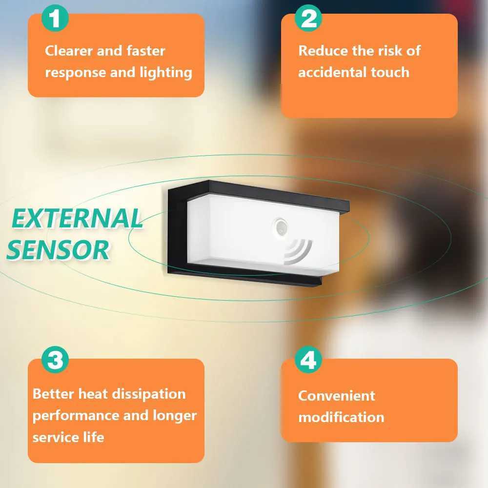 Light LED PIR Motion Sensor Wall Lights Outdoor Lamps Waterproof AC85-265V Wall Lights Garden Porch Balcony For Home Accessories XJ250624