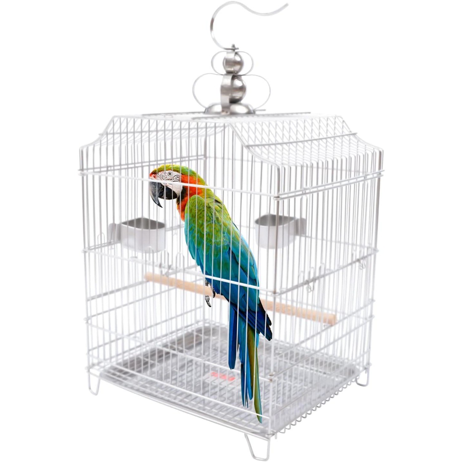 Small Bird Cage, Stainless Steel Parakeet Bird Cage Small Birds Starter Kit Hanging Bird Cages with Stand for Parakeets Lovebirds Parrotlets Finches Canaries