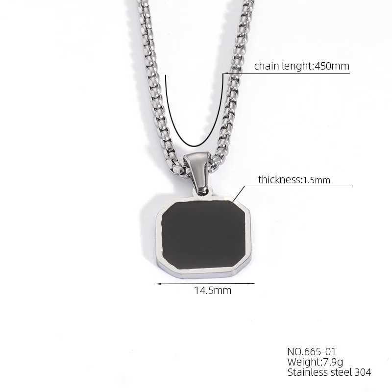 Causal Square Necklace for Men Boys Waterproof Black Resin Geometric Pendant Necklace Hip Hop Trendy Jewelry Gifts V250625
