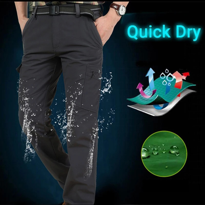 Summer Quick Dry Pants Men Tactical Cargo Trousers Outdoor Work Waterproof Multipocket WearResistant Train Pant 250614