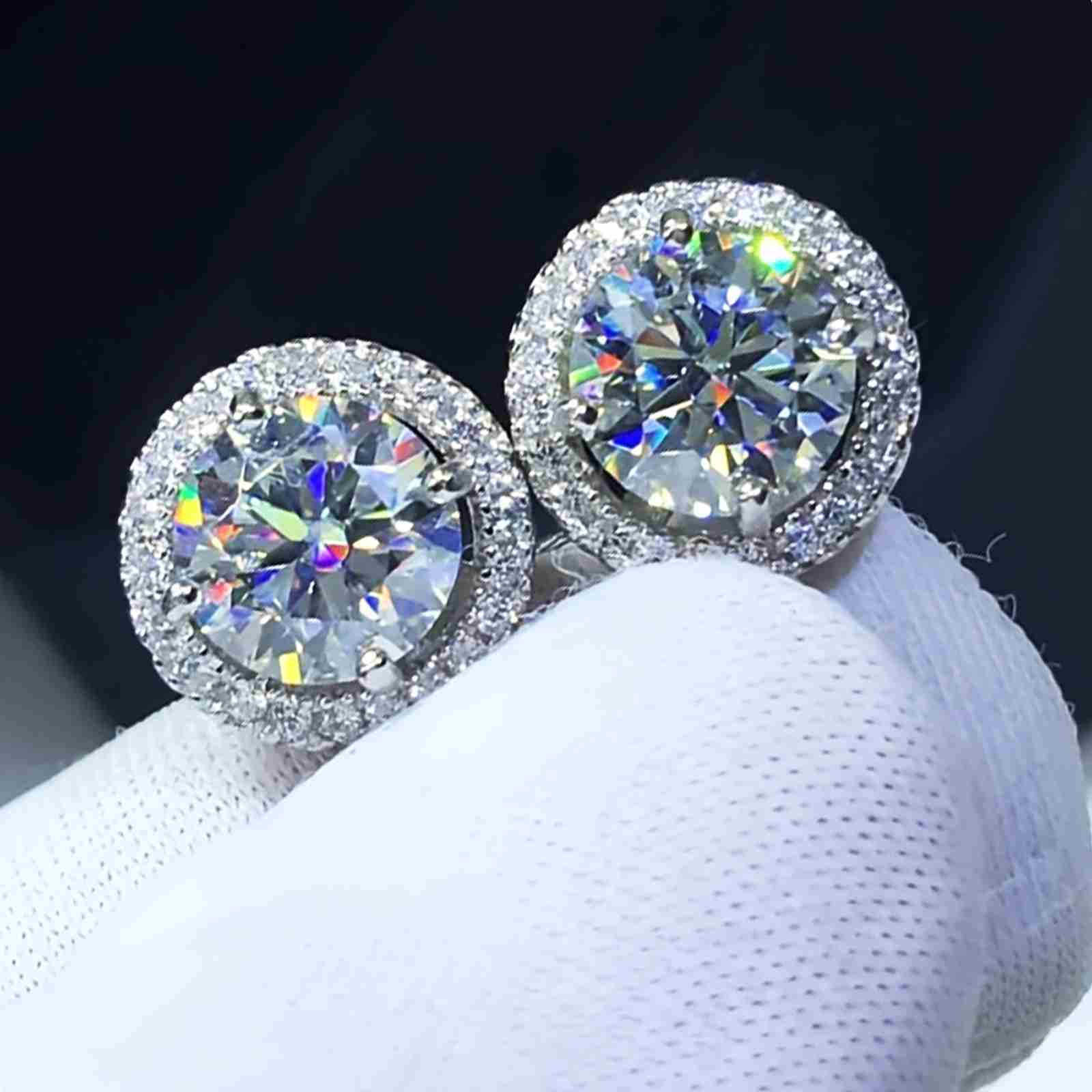 Luxury Moissanite Stud 1ct VVS 925 Sterling Silver Men Women Jewelry Flower Cluster Halo Diamond Earrings With GRA Certificate