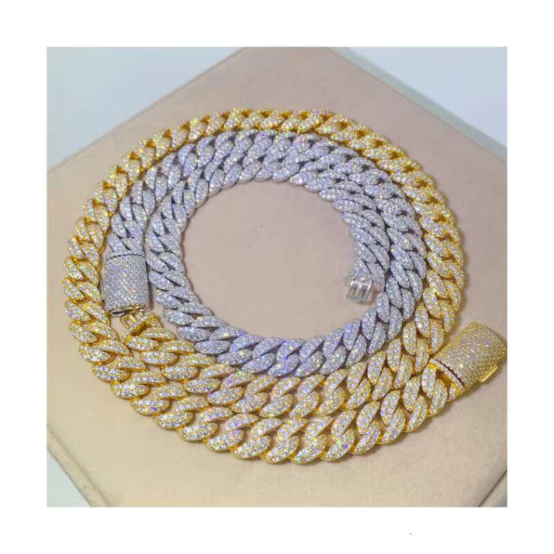 Fine Jewelry 925 Rose Gold Hip Hop Cuban Chain Moissanite Jewelry 925 Silver Necklace Chain Man Necklace for Men