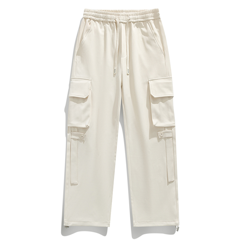 Men's summer lightweight sports pants casual work pants ice silk multi-pocket plus size straight leg pants for boys