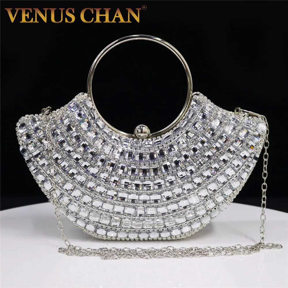 Womens Handle Rhinestones Evening Clutch Bags Shoulder Chain Full Diamond Design Party Womens Wallet Wedding Handbag M250625