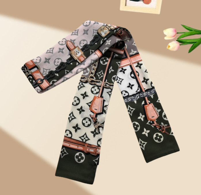 Luxury Brand Ribbon with Printed Straps Women's Small Silk Scarves Headbands Long Bags Accessories Ribbons 762e