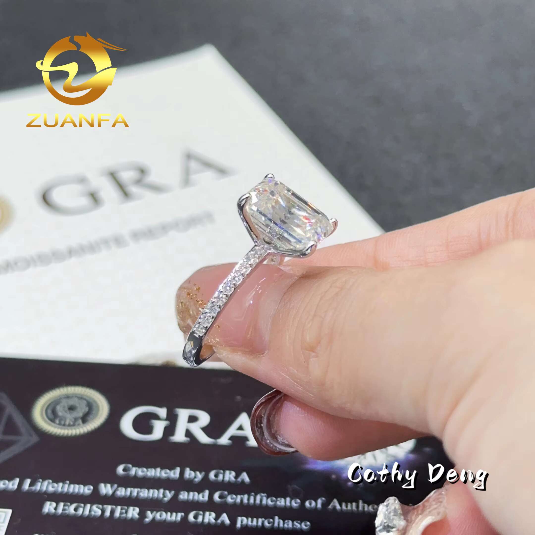 Ready Shipping Pass Diamond Test 5ct Emerald 925 Silver Moissanite Wedding Engagement Ring Ice Out Eternity Ring