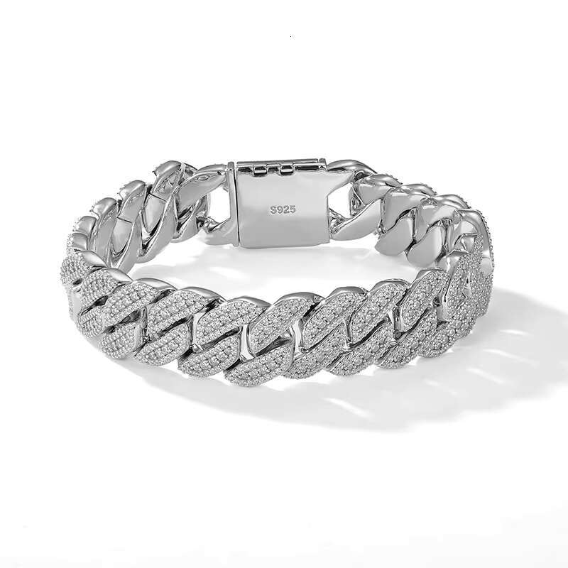 Chic Male Fashion: Elegant S925 Silver Bracelet Enhanced by Durable Moissanite Gemstones