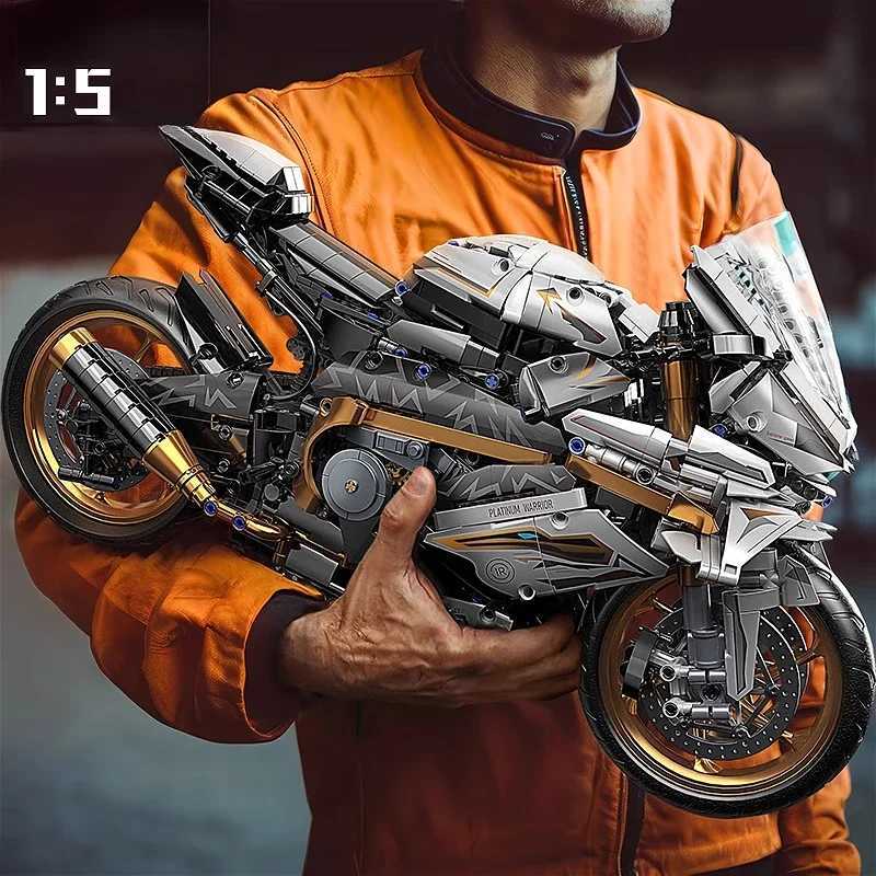 NEW MOC Technical Platinum Motorcycle Model Building Blocks Kit for Adults Display Motorcycle Set for Adult Kids Birthday Gifts Y250628