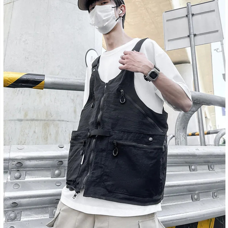 2024 Multifunction Tactical Hip Hop Techwear Cargo Vest Men Women Outdoor Camping Dualuse Variable Backpack Waistcoat 250617