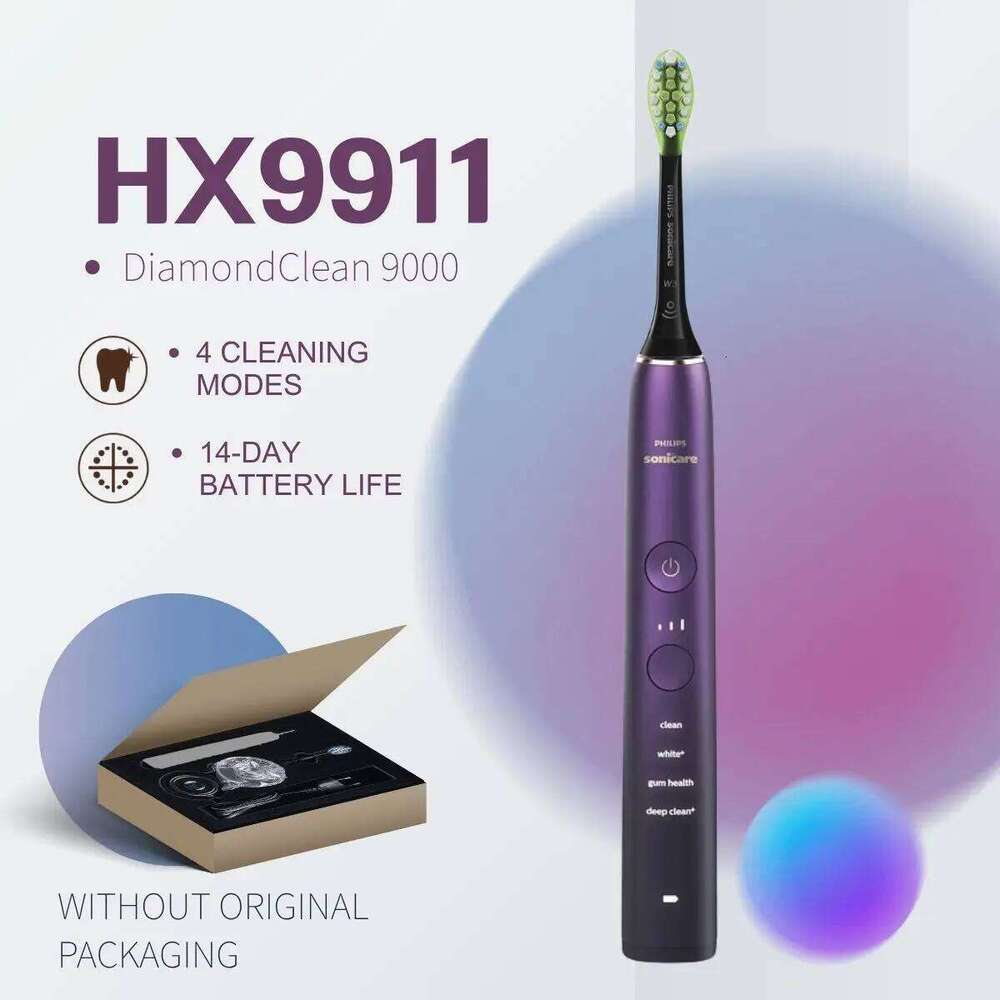 PHILIPS Sonicare 9000 Special Edition Rechargeable Toothbrush, Black/Purple, HX9911/91, W3 Brush Head