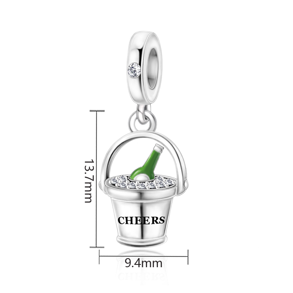 FewDook 2025 New Summer Juice Red Wine Series Wine Glass,Drink,Glass Cheers Dangle Charm Fit Pan Charms Fine Bracelet DIY Party Jewelry Designer for W