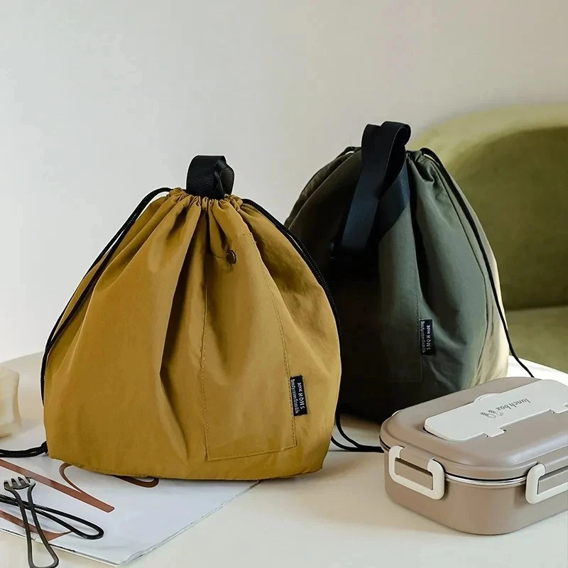 Insulated Lunch Bag Large Capacity Waterproof Wear Resistant Drawstring Portable Thermal Insulated Picnic Storage Bento Box Bag 250624