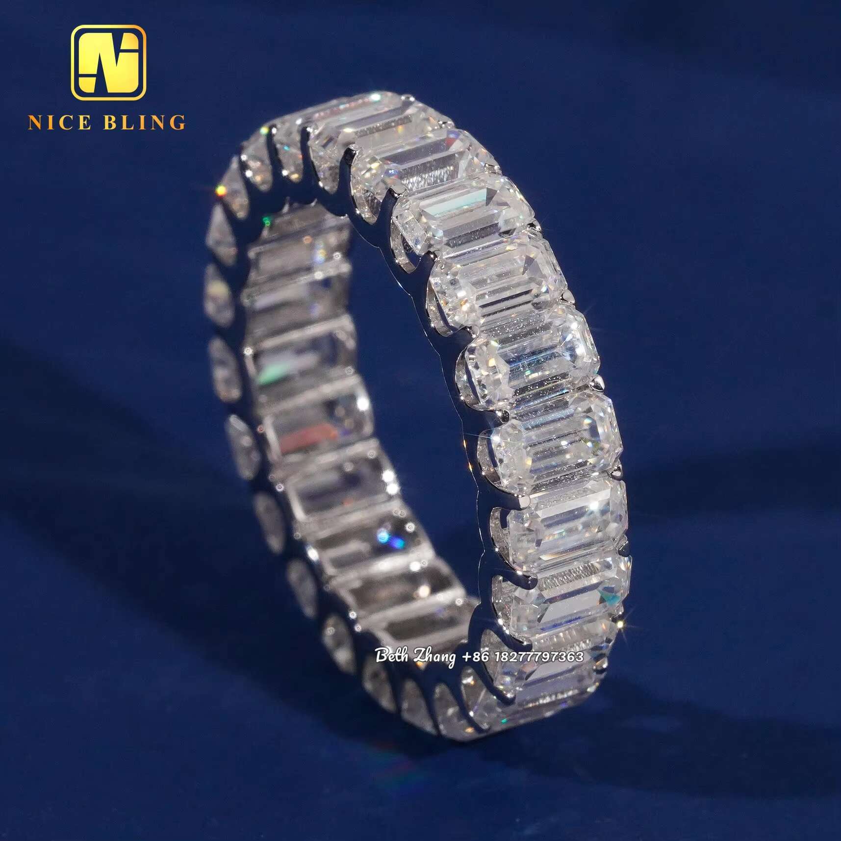 Luxury Emerald Moissanite Diamond Rings 925 Sterling Silver Engagement Ring Fashion Men Women Tennis Ring Wedding Bands