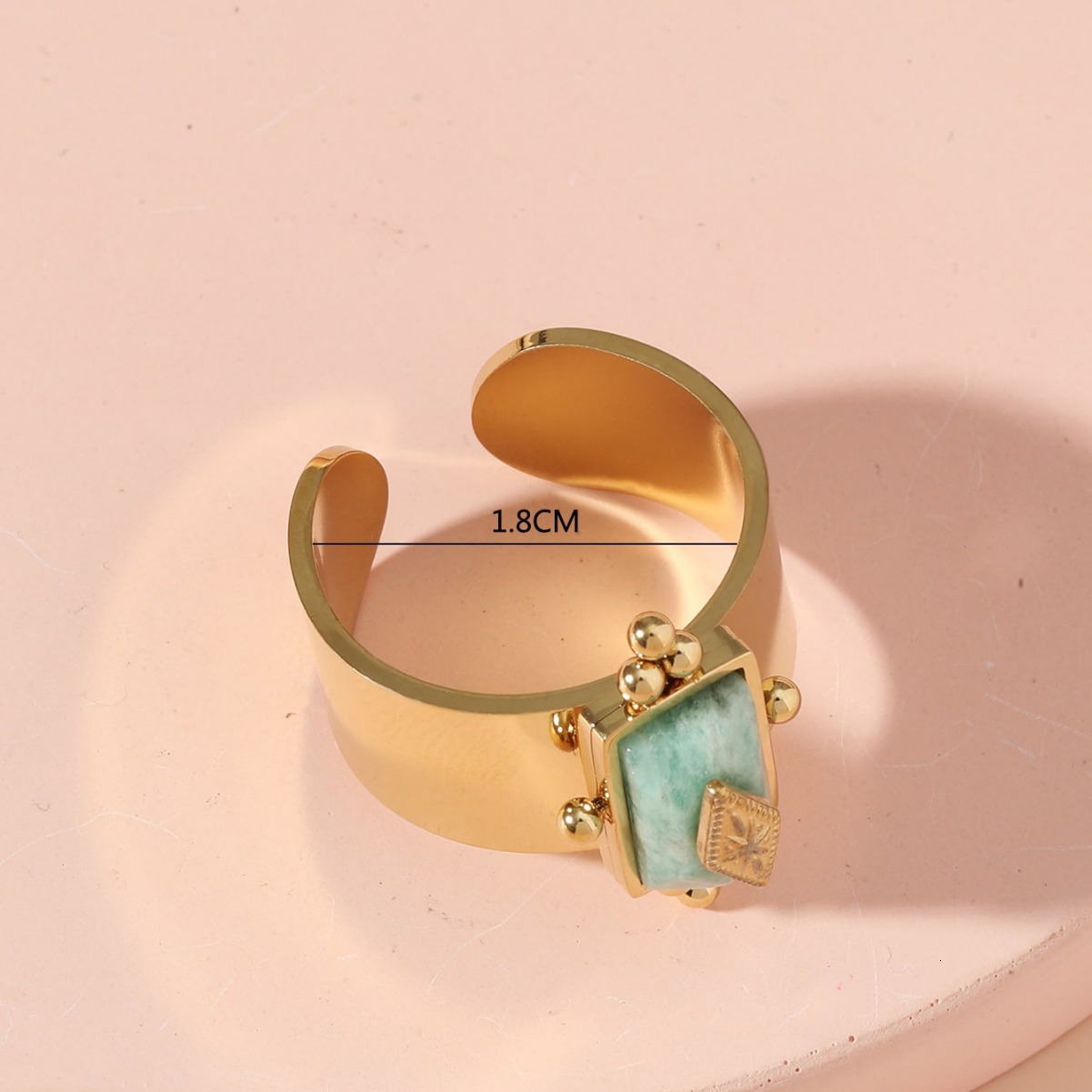 Minimalist American Style Personality Inlaid With Natural Stone Design Open For Women Index Finger Ring