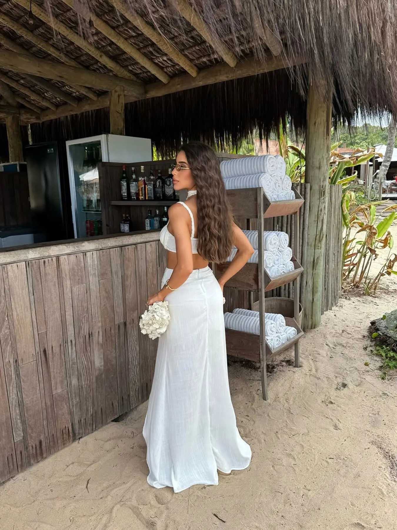 2025 Fashion Pleats Bikini And Long Skirt Women 3Pcs Swimsuits Sexy Lady Biquini Dresses Set Vacation Beachwear Female OutfitsXJ250624