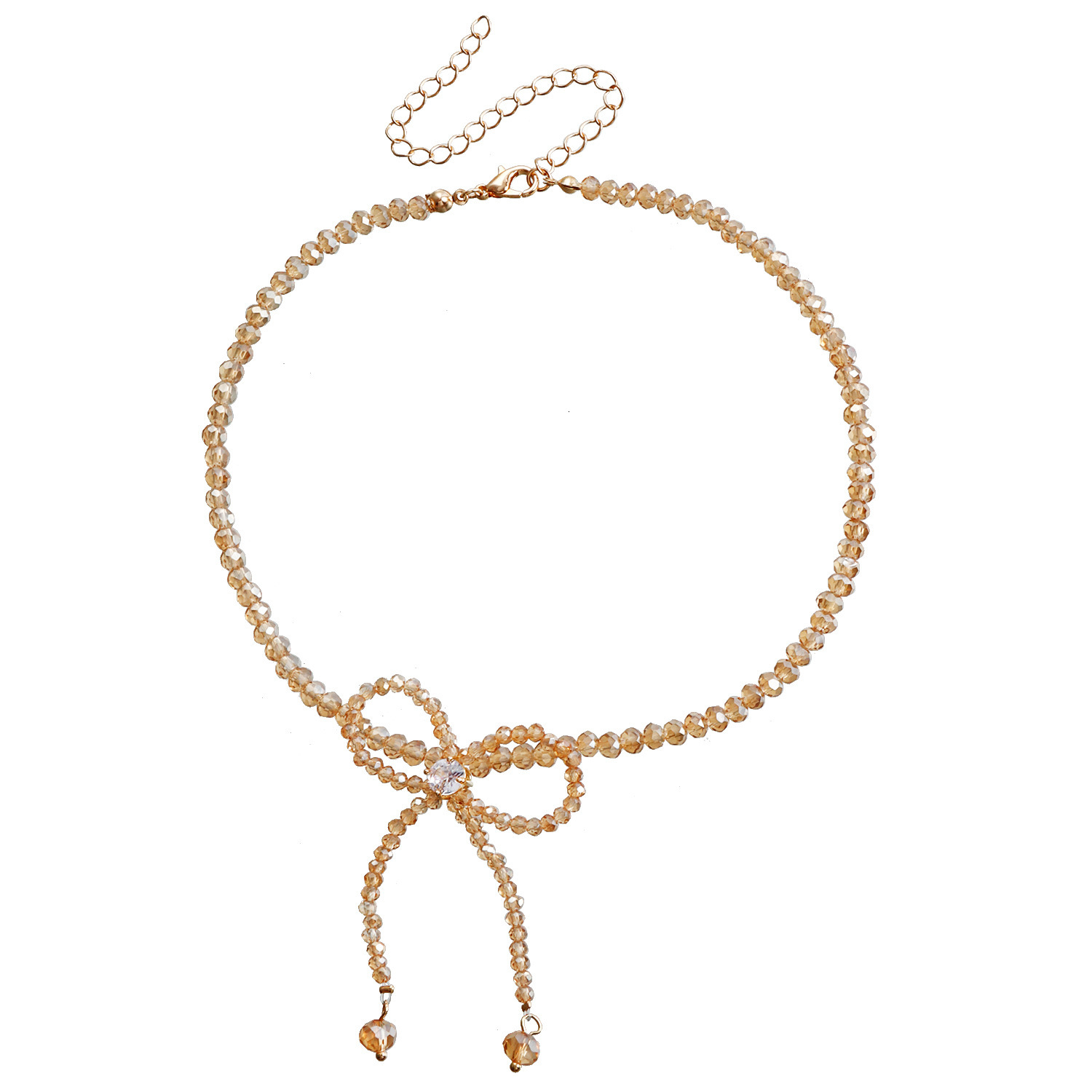 Fashionable Jewelry Elegant Beaded Black Crystal Bowknot Choker Simple Handmade Necklace Jewelry for Women