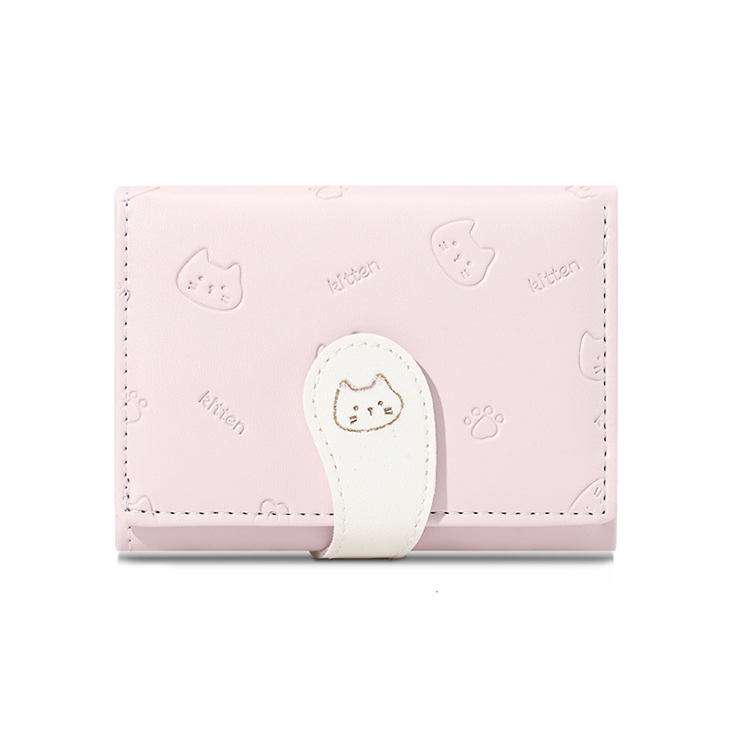 Free Shipping 2025 New Designer Bag Cute Cat Tail Women's Card Holder Wallet High-end Fashion Buckle PU Short Coin Purse Wallet