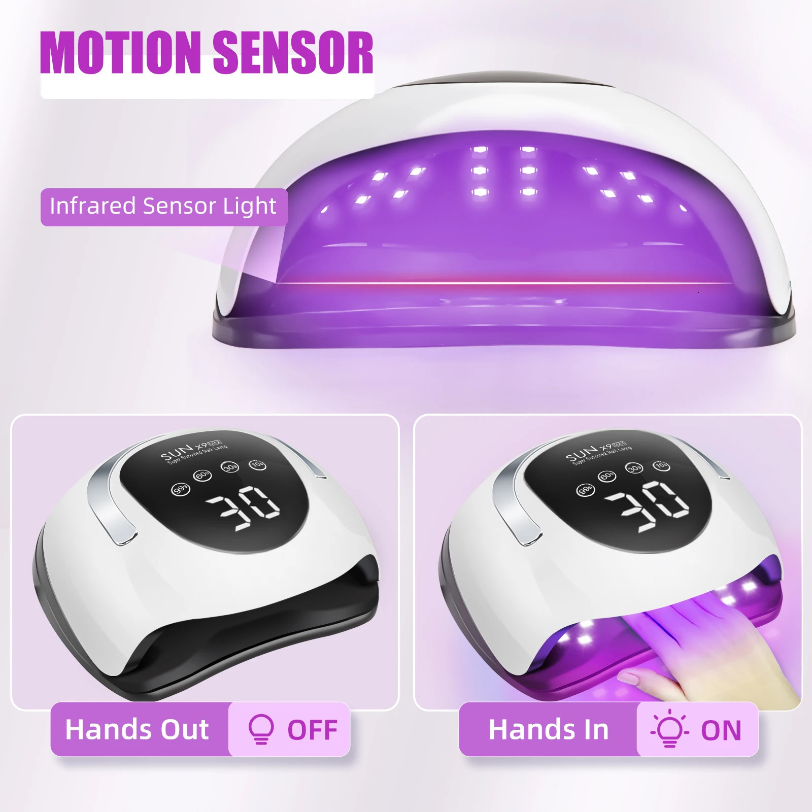 220W LED UV Light Dryer for Nails Gel Polish with 57 Lamp Beads 4 Timer Setting LCD Touch Display Screen 250625