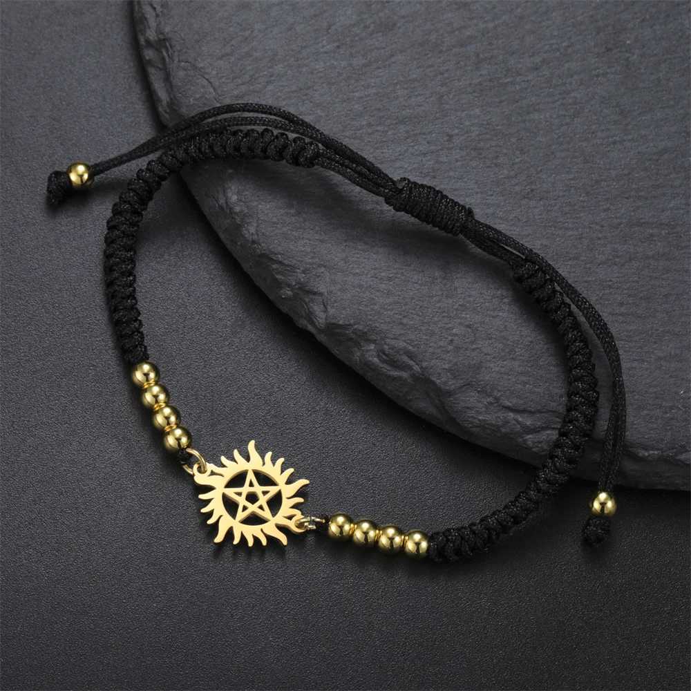 My Shape Pentagram Sun Bracelets Stainless Steel Pendant Bangle Adjustable Size Hand Chain Jewelry Supernatural Amulet Gifts X250625
