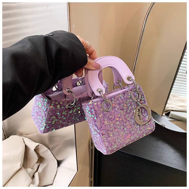 Free Shipping Designer Luxury High-end Internet Celebrity Princess Diana Bag Women's Fashion High-end Crossbody Small Bag Shiny Sequin Mini Handb