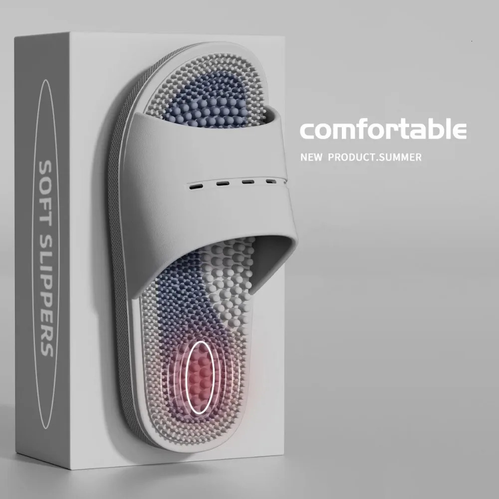 PVC Home Slippers for Men Women AntiSlip Acupoint Massage Mens Soft House Womens Male Slippers 250624
