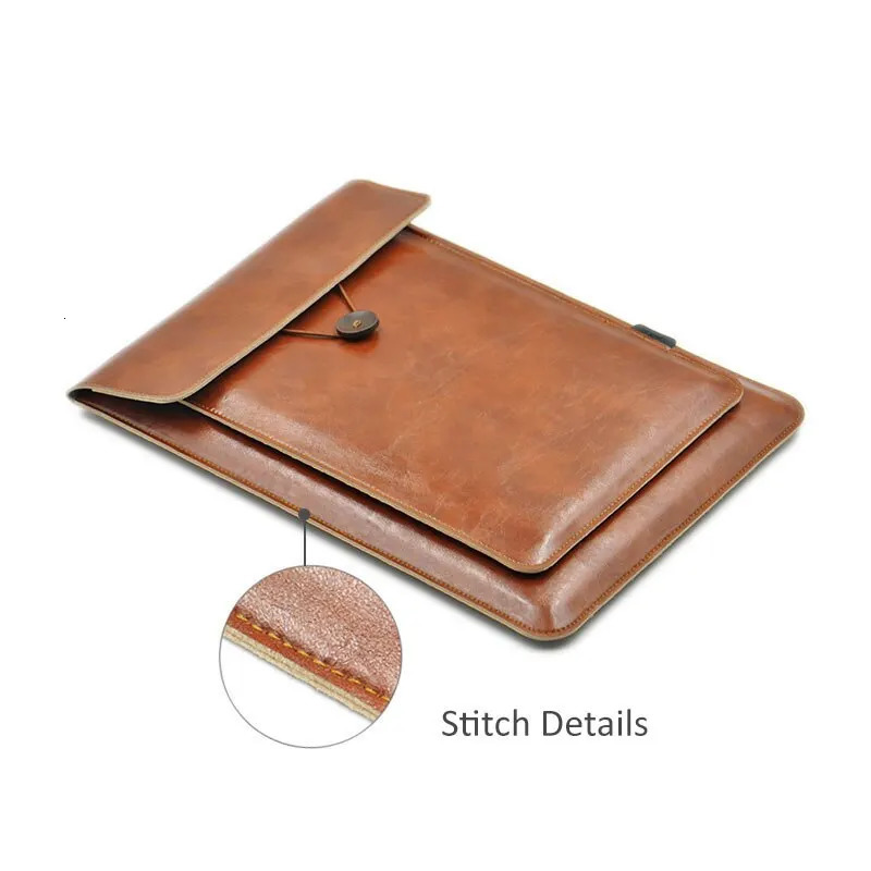 Double Layer High Capacity 13 Inch Laptop Bag Cover PU Leather Sleeve Case For M1 M2 Pro Air 13.3 13.6 Dell HP 250624