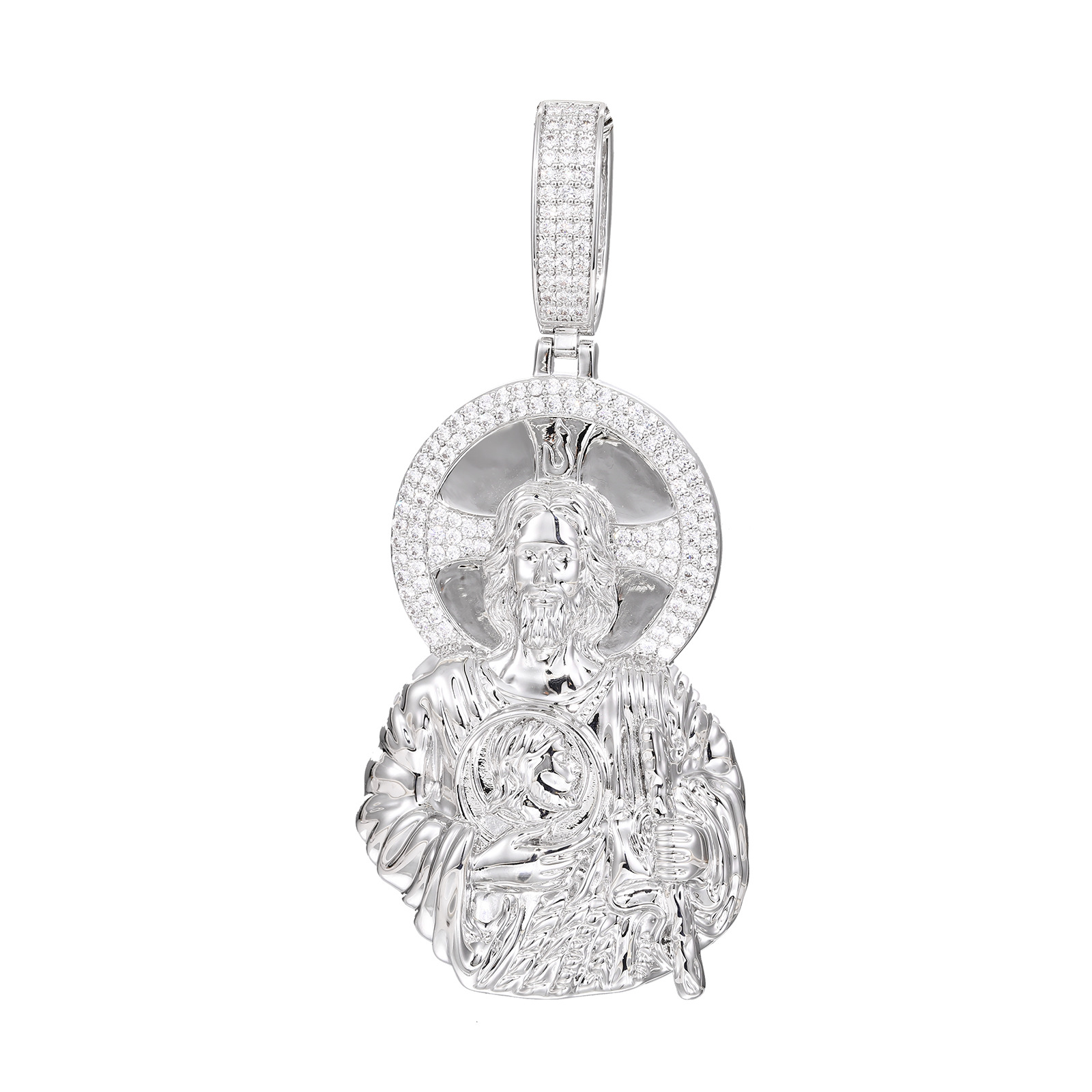 Vintage Portrait Pendant Necklace 5A Zircon 18k Real Gold Plated Hip Hop Jewelry