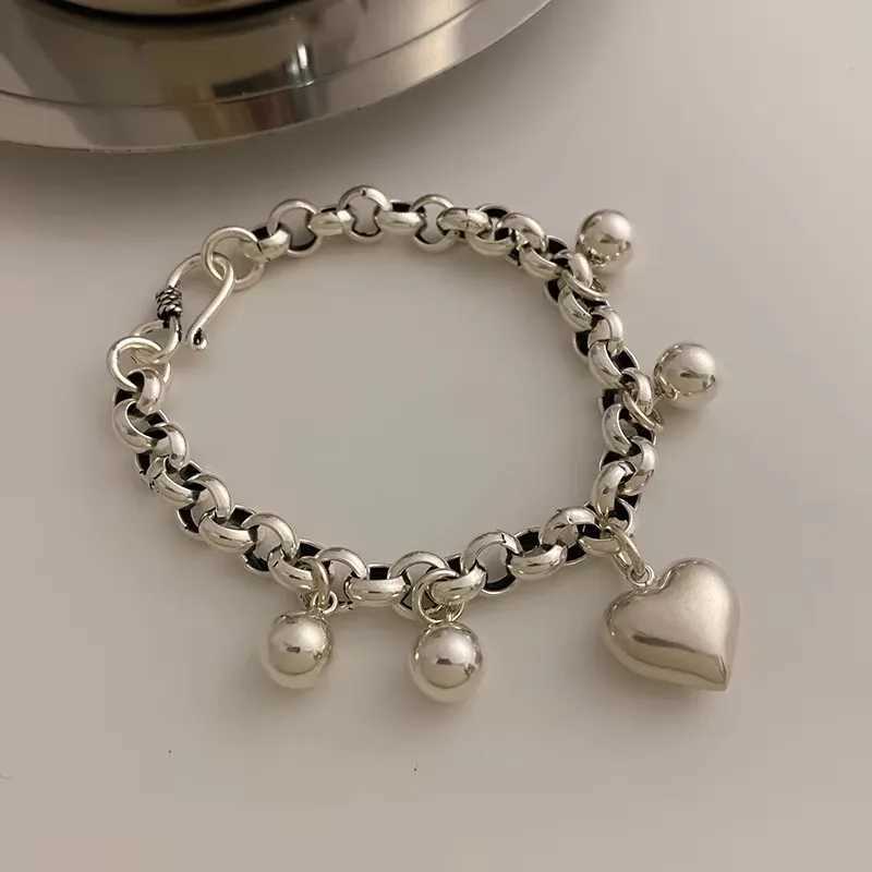 2025 Silver Color Round Bead LOVE -Shape Pendant Charm Bracelet Handmade Party Jewelry For Women Present X250625