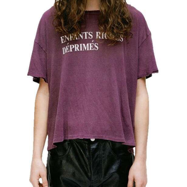 New Style Melancholic Rich Second Generation Washed Vintage Distressed Slogan Print High Street Loose Short Sleeve Unisex T-Shirt