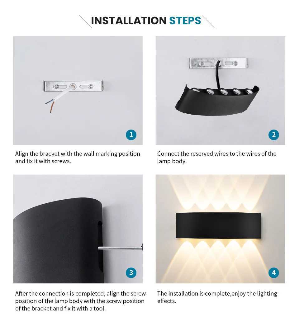 8W LED Wall Light High Brightness Waterproof IP66 for Indoor Outdoor Corridor Garden Decorative Lighting AC85-265V XJ250624