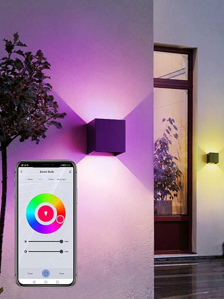 Tuya RCBCW Smart Outdoor Wall Light Dimmable Color Changing Porch Light Wall Compatible with Smart Life APP Alexa and Google XJ250624