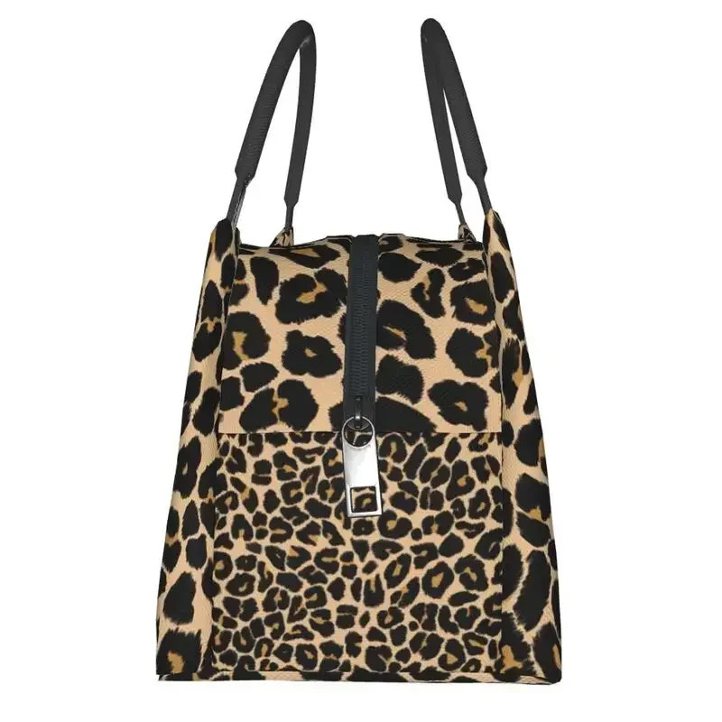 Leopard Skin Print Traditional Colours Insulated Lunch Bags for Women Animal Texture Resuable Cooler Thermal Lunch Box 250624