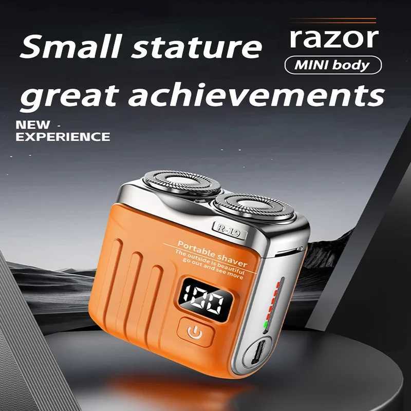 Electric Smart Shaver Digital Display Mini Dual Blade Rechargeable Shaver Household Car Shaver Powerful Mens Gift Shaver W250625