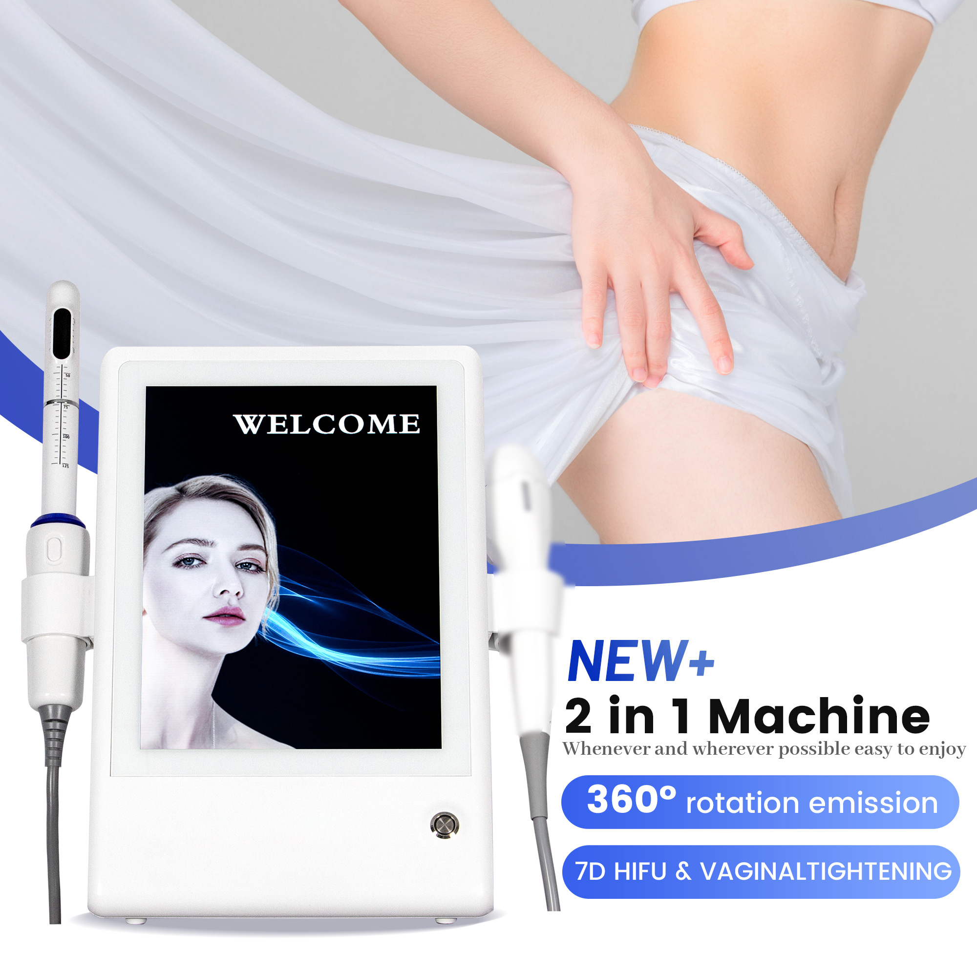 2in1 7D HIFU Vaginal Tightening Machine Anti Aging Solution Smooth Wrinkles Firm Skin Enhance Intimate Tightness