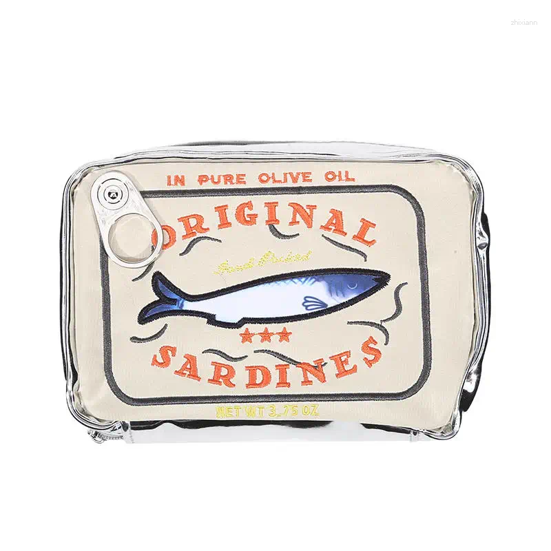 Cosmetic Bags Canned Sardines Style Bath Travel Bag Cute Toiletry Creative Portable Fashion Zipper Multi-function For Weekend Vacation