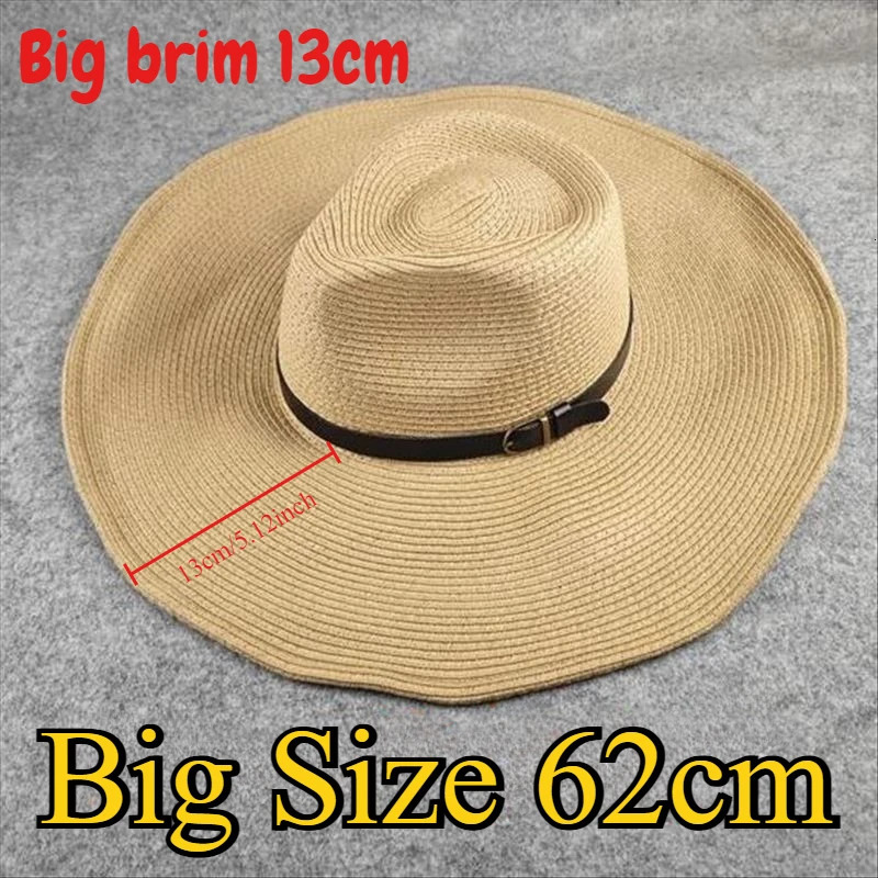 Big Size Foldable Jazz Straw Hat for Men Big Brim Summer Sun Protection Hat Tourist Travel Beach Hat for Woman 58cm 60cm 62cm 250624
