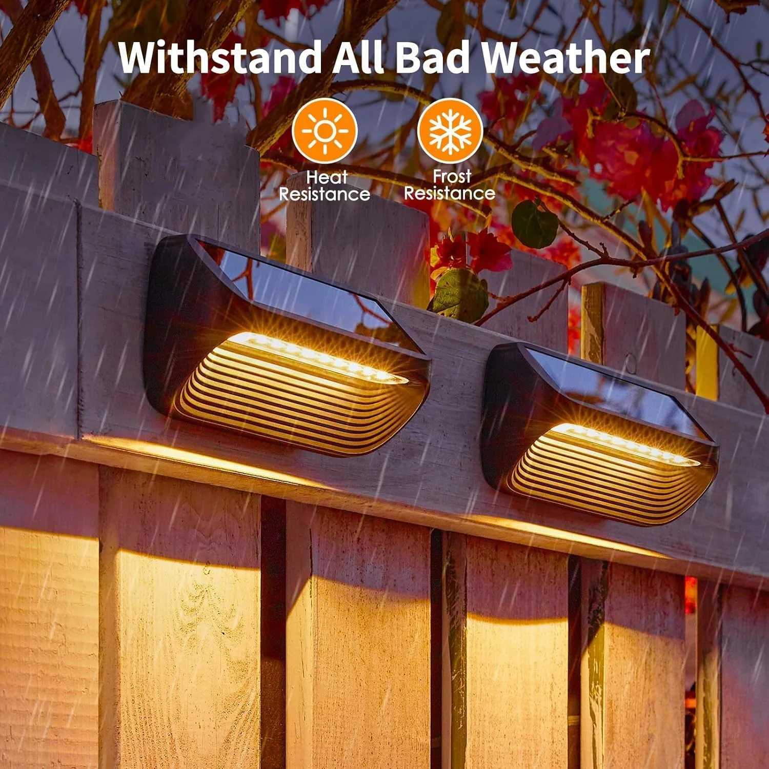 6/12 Pack Solar Fence Lights Outdoor Fence Lights Solar Powered with 3 Modes Auto On/Off Outdoor Solar Step LightsXJ250624