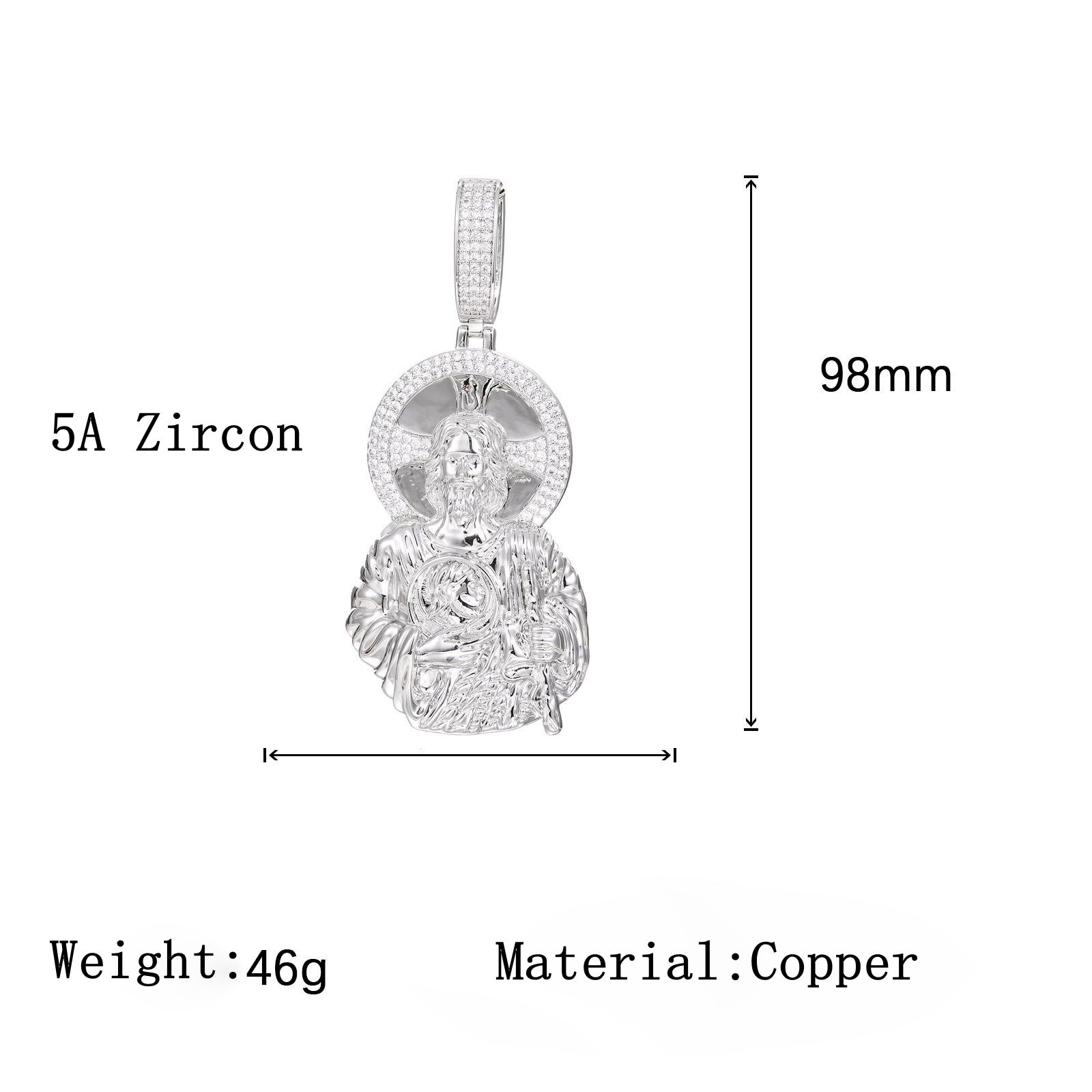 Vintage Portrait Pendant Necklace 5A Zircon 18k Real Gold Plated Hip Hop Jewelry