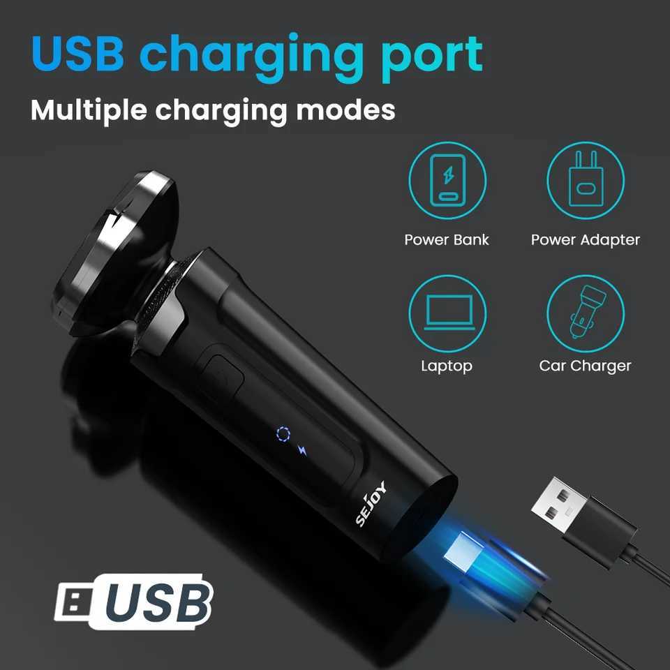 Electric Shaver Razor Men Type-C Rechargeable Shaving Beard Machine Intelligent Control Travel Lock Wet Dry Shaving Machine W250625