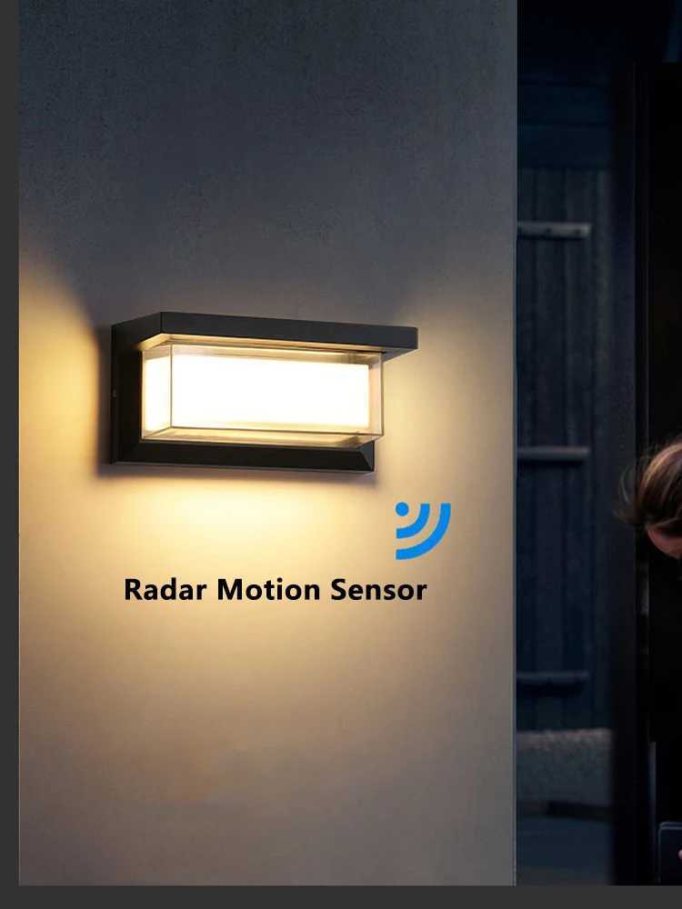 Outdoor Waterproof IP65 LED Wall Lamp for Porch Balcony Garden with Motion Sensor Wall Light Outdoor Lighting 20W Wall Lamp AC220V XJ250624