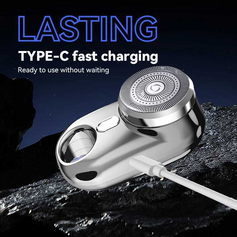 Mini Men Travel Electric Shaver With Atmosphere LED Lamp Portable Rechargeable Cordless Electric Face Beard Razor Trimmer Knives W250625