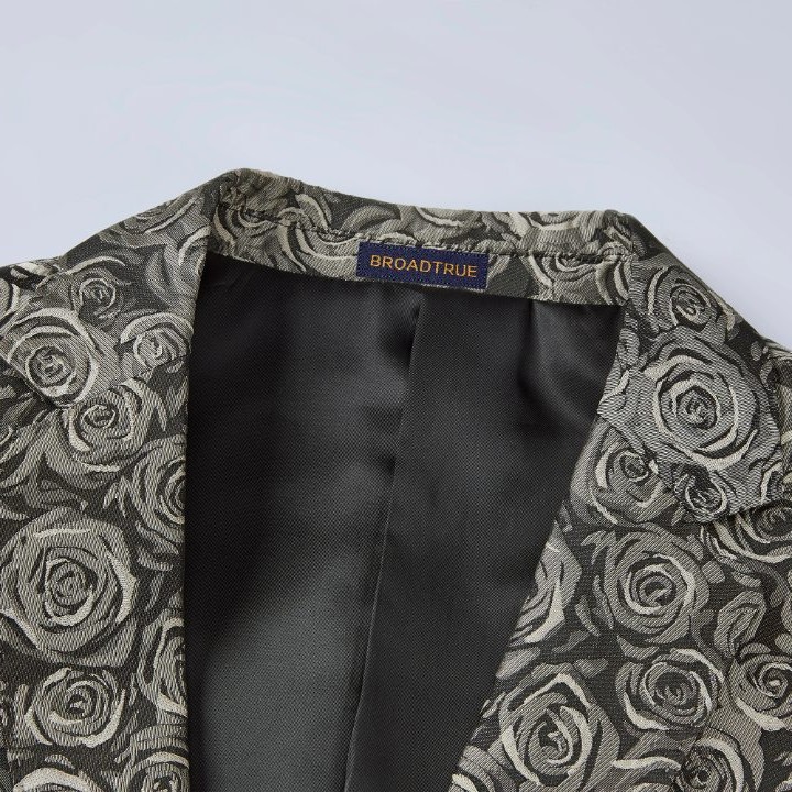 Italian Jacquard Men's Suit Jacket - Champagne Rose Color