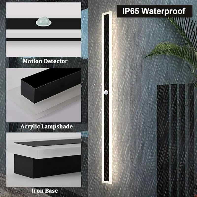 110- 240V IP65 Waterproof Porch Lamp LED Long Garden Lamp for Villa Garage Lighting Fixture Outdoor Wall Light With Motion SensorXJ250624