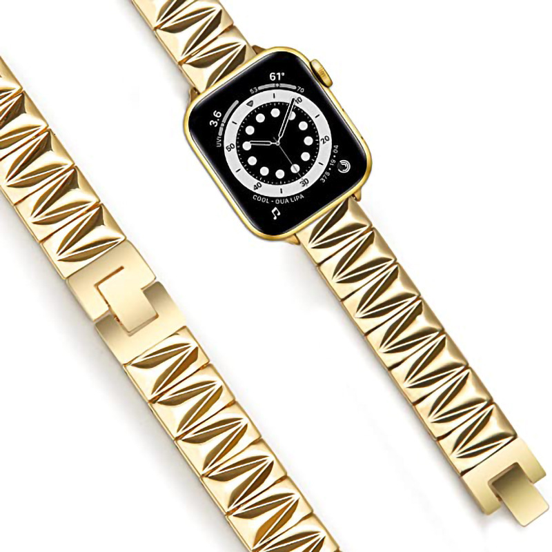 Luxury Premium Pyramid Design Stainless Steel iWatch Band Elegant Fashion Minimalist Metal Strap for Apple Watch Series 1-10
