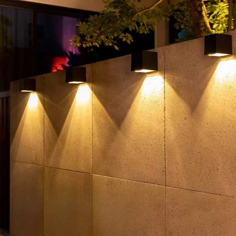Outdoor Solar Wall Light 2 Lighting Modes Warm White/RGB Square Modern Solar Lights for House Porch Garden Patio Fence Decor XJ250624