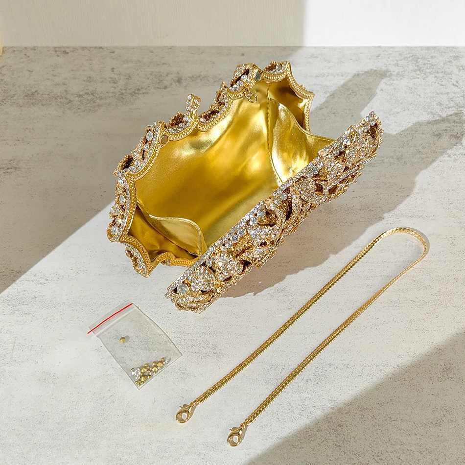 Alizekerr Rose Crystal Evening Clutch Bags Women New Luxury Boutique Sparkling Diamond Flower Purses And Handbags Wedding Party M250625